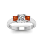 Load image into Gallery viewer, princess-cut-u-prong-three-stone-diamond-engagement-ring-with-orange-sapphire-in-14K-white-gold-FDENR578PRRGSAORANGLE5-NL-WG
