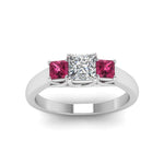 Load image into Gallery viewer, princess-cut-u-prong-three-stone-diamond-engagement-ring-with-pink-sapphire-in-14K-white-gold-FDENR578PRRGSADRPIANGLE5-NL-WG
