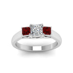 Load image into Gallery viewer, princess-cut-u-prong-three-stone-diamond-engagement-ring-with-ruby-in-14K-white-gold-FDENR578PRRGRUDRANGLE5-NL-WG
