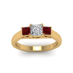 Load image into Gallery viewer, princess-cut-u-prong-three-stone-diamond-engagement-ring-with-ruby-in-14K-yellow-gold-FDENR578PRRGRUDRANGLE5-NL-YG
