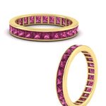 Load image into Gallery viewer, princess-cut-women_s-pink-sapphire-eternity-wedding-band-ring-in-yellow-gold-FDEWB160PRBGSADRPIANGLE3-4.00CT-NL-YG.jpg?v=1766128423