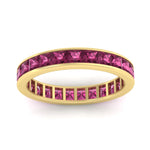 Load image into Gallery viewer, princess-cut-women_s-pink-sapphire-eternity-wedding-band-ring-in-yellow-gold-FDEWB160PRBGSADRPIANGLE5-4.00CT-NL-YG.jpg?v=1766128423