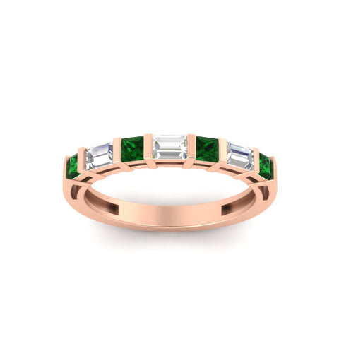 princess-diamond-and-baguette-emerald-bar-set-wedding-band-in-rose-gold-FD11342BGEMGRANGLE5-NL-RG