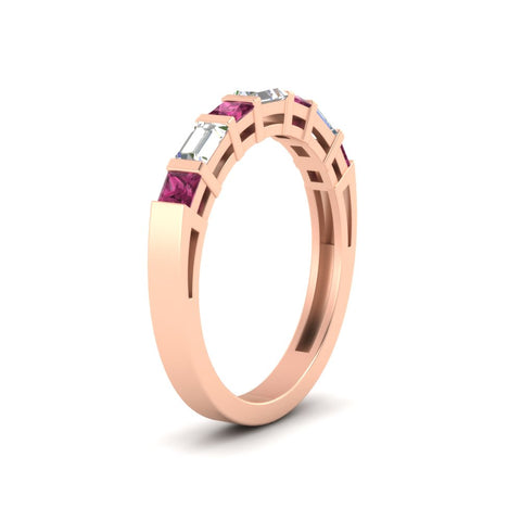 princess-diamond-and-baguette-pink-sapphire-bar-set-wedding-band-in-rose-gold-FD11342BGSADRPIANGLE2-NL-RG