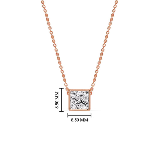 Princess Diamond Bezel Set Solitaire Pendant