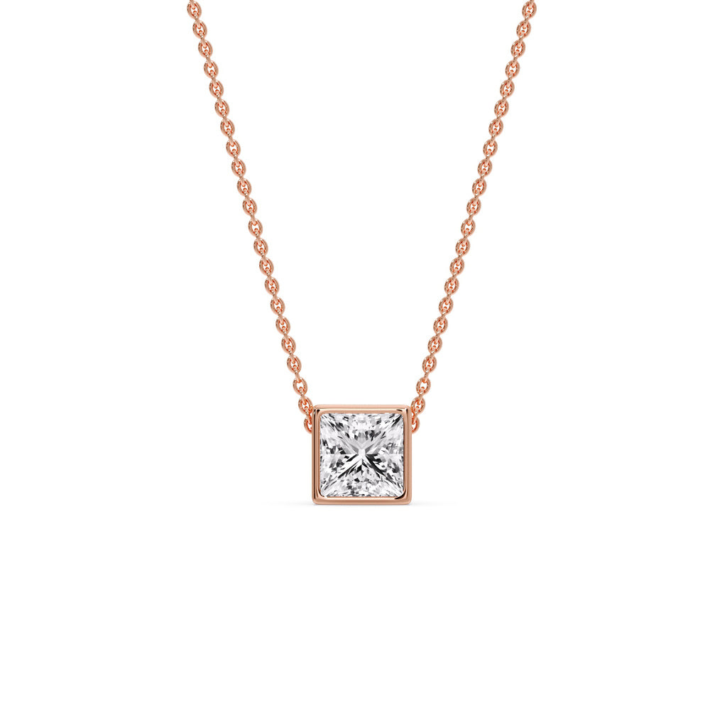 Princess Diamond Bezel Set Solitaire Pendant