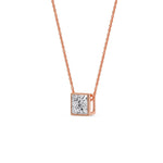 Load image into Gallery viewer, Princess Diamond Bezel Set Solitaire Pendant
