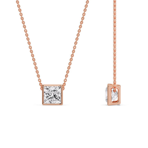 Princess Diamond Bezel Set Solitaire Pendant