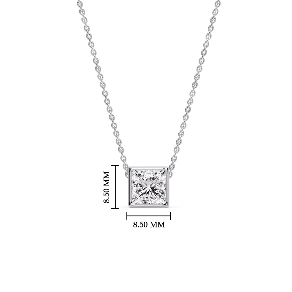 Princess Diamond Bezel Set Solitaire Pendant