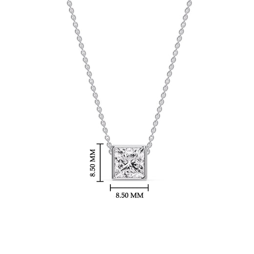 Princess Diamond Bezel Set Solitaire Pendant