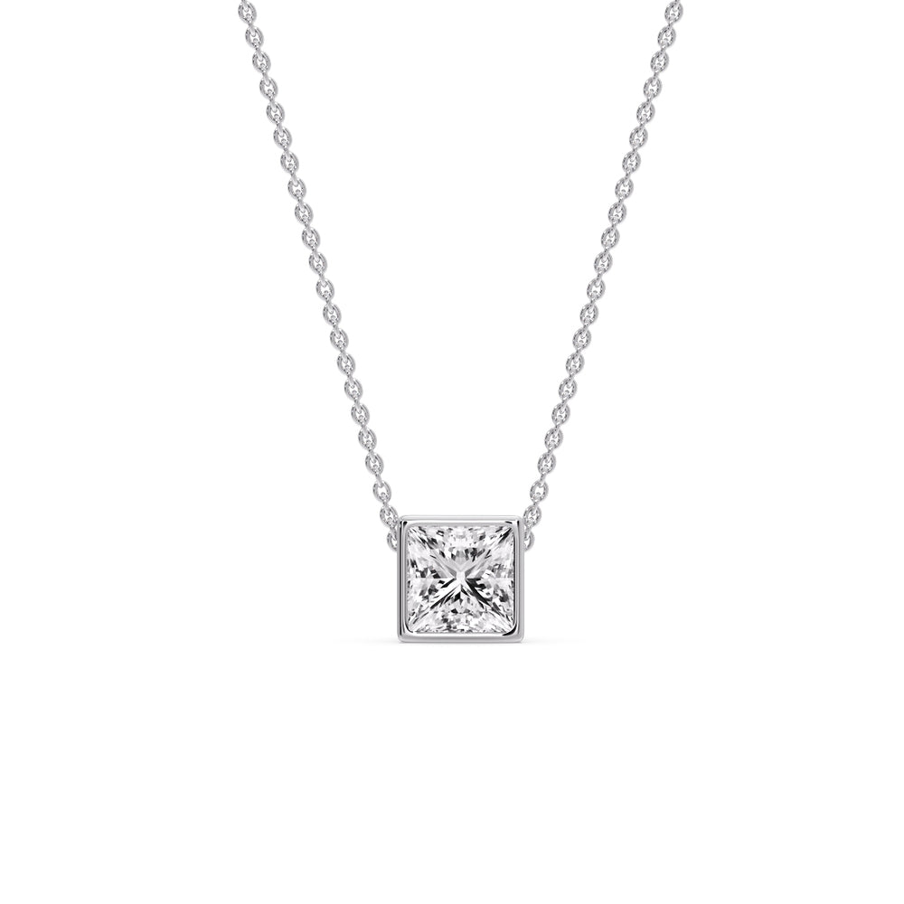 Princess Diamond Bezel Set Solitaire Pendant