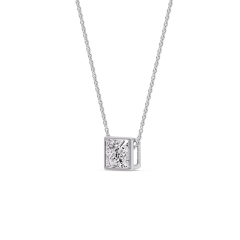 Princess Diamond Bezel Set Solitaire Pendant