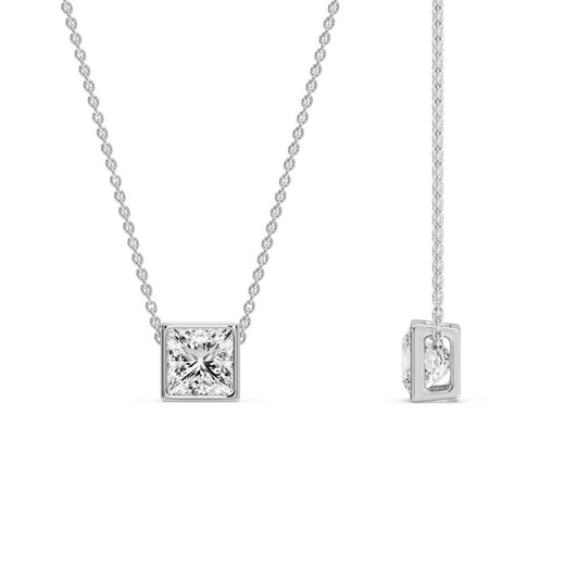 Princess Diamond Bezel Set Solitaire Pendant
