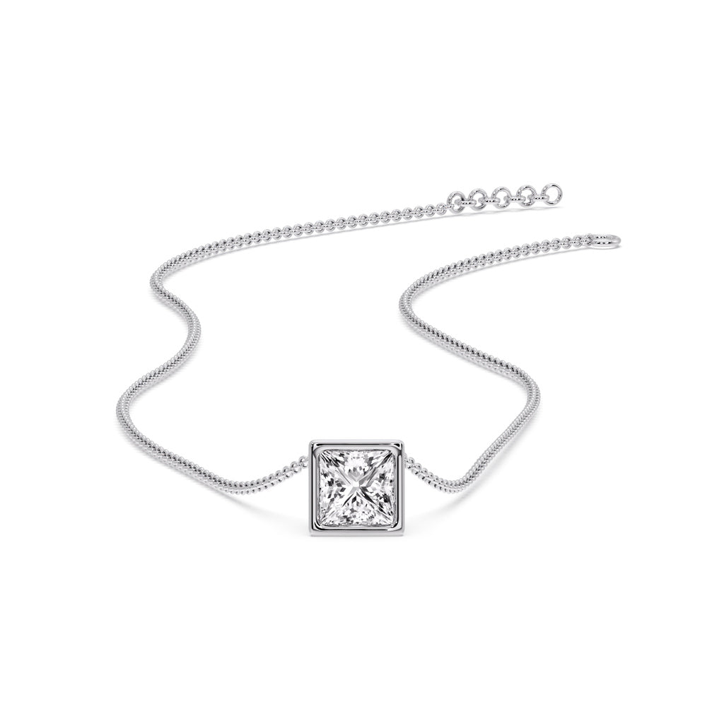 Princess Diamond Bezel Set Solitaire Pendant