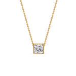 Load image into Gallery viewer, Princess Diamond Bezel Set Solitaire Pendant
