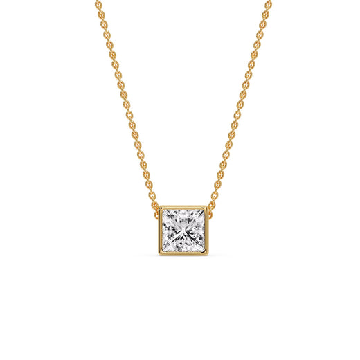 Princess Diamond Bezel Set Solitaire Pendant