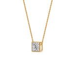 Load image into Gallery viewer, Princess Diamond Bezel Set Solitaire Pendant
