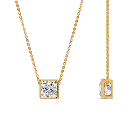 Princess Diamond Bezel Set Solitaire Pendant