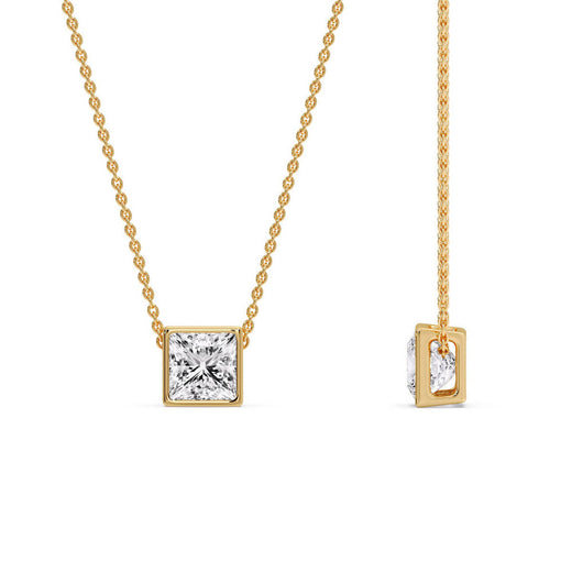 Princess Diamond Bezel Set Solitaire Pendant