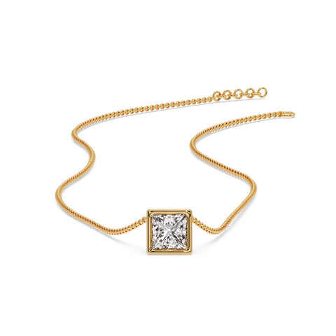 Princess Diamond Bezel Set Solitaire Pendant