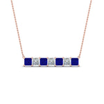 Load image into Gallery viewer, princess-diamond-horizontal-bar-pendant-with-blue-sapphire-in-FDPD8420GSABL-NL-RG
