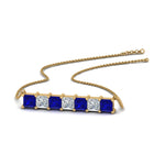 Load image into Gallery viewer, princess-diamond-horizontal-bar-pendant-with-blue-sapphire-in--FDPD8420GSABL-NL-YG
