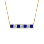 Load image into Gallery viewer, princess-diamond-horizontal-bar-pendant-with-blue-sapphire-in--FDPD8420GSABL-NL-YG
