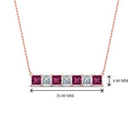 Load image into Gallery viewer, princess-diamond-horizontal-bar-pendant-with-pink-sapphire-in-FDPD8420GSADRPI-NL-RG
