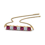 Load image into Gallery viewer, princess-diamond-horizontal-bar-pendant-with-pink-sapphire-in--FDPD8420GSADRPI-NL-YG

