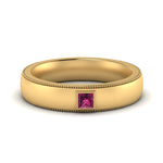 Load image into Gallery viewer, princess-mens-comfort-fit-pink-sapphire-band-in-yellow-gold-fd123214prrgsadrpi-nl-yg
