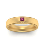 Load image into Gallery viewer, princess-mens-comfort-fit-pink-sapphire-band-in-yellow-gold-fd123214prrgsadrpi-nl-yg
