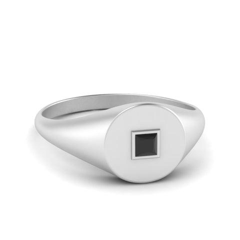 Single Diamond Signet Ring