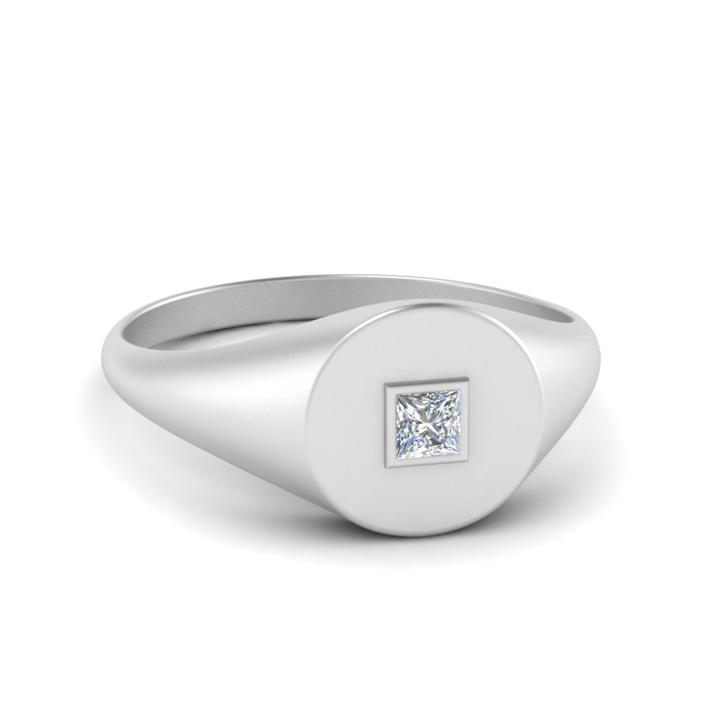 Single Diamond Signet Ring