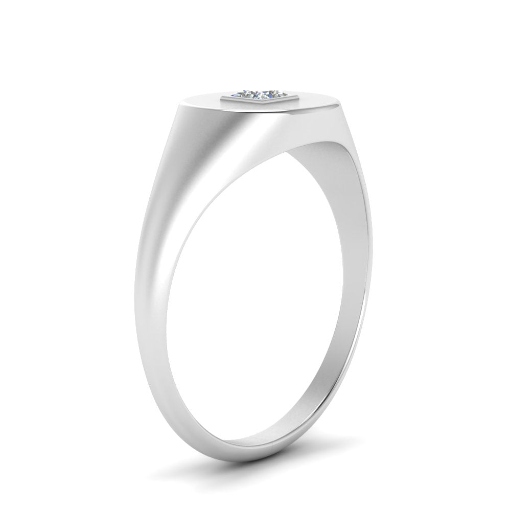 Single Diamond Signet Ring
