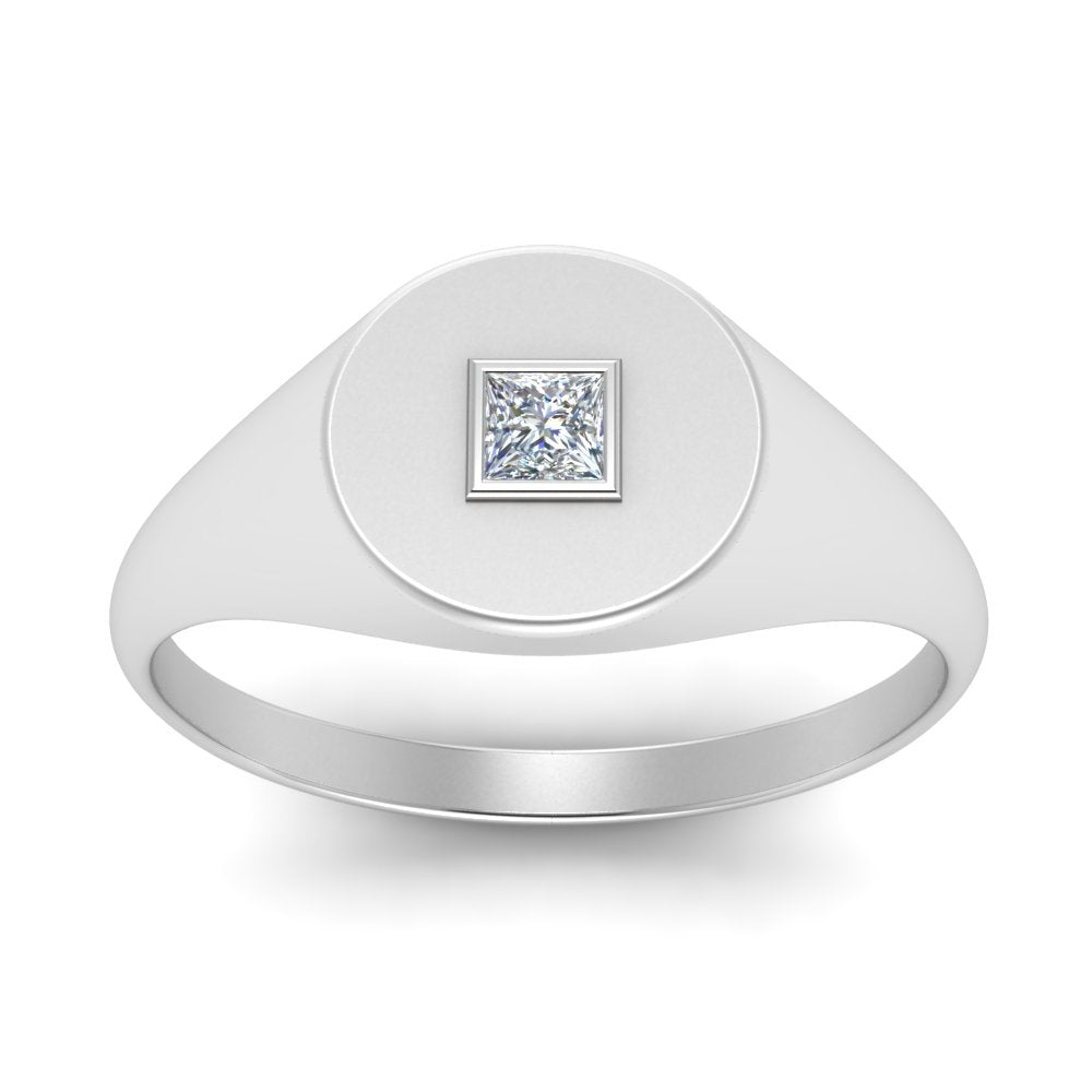 Single Diamond Signet Ring