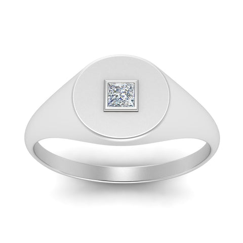 Single Diamond Signet Ring