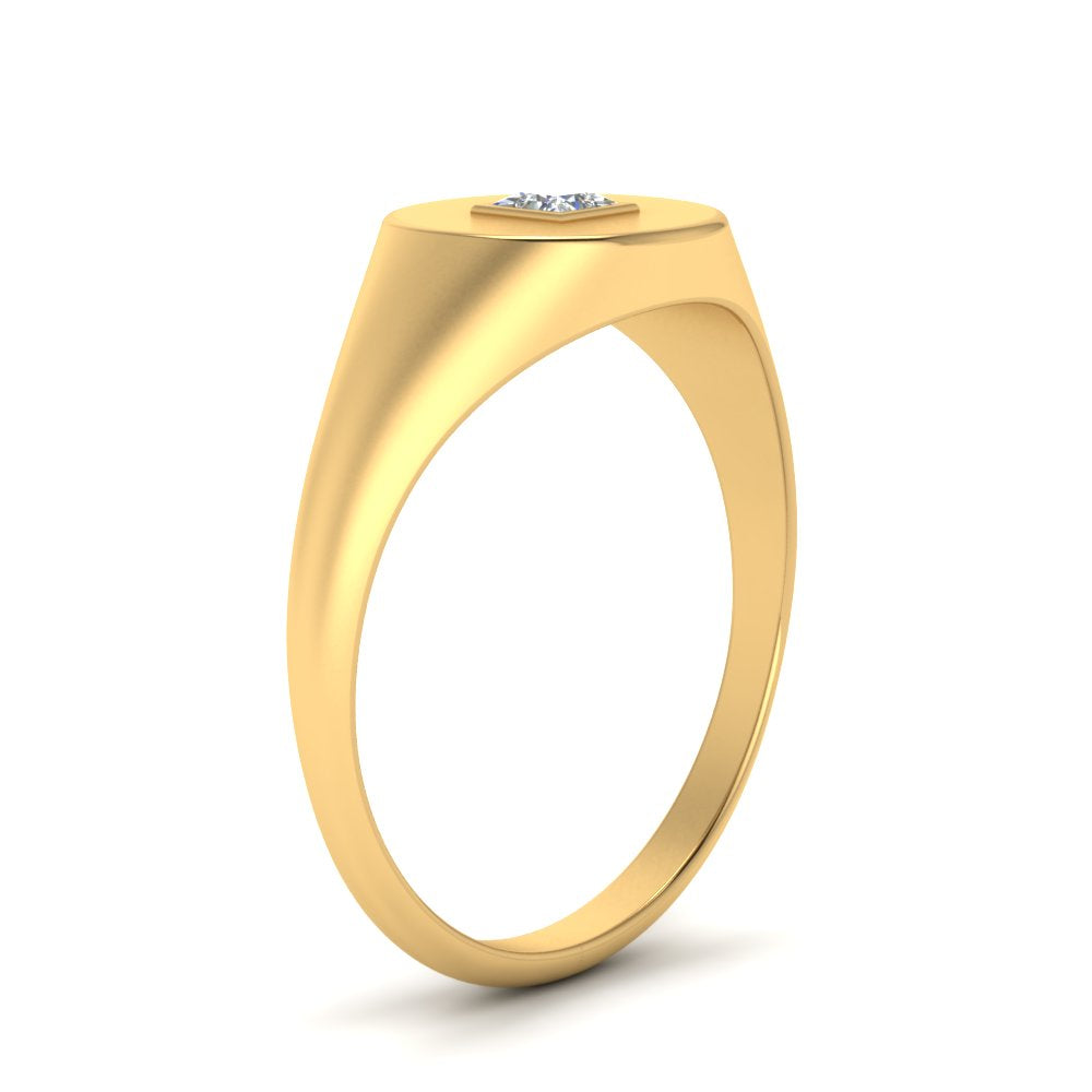 Single Diamond Signet Ring