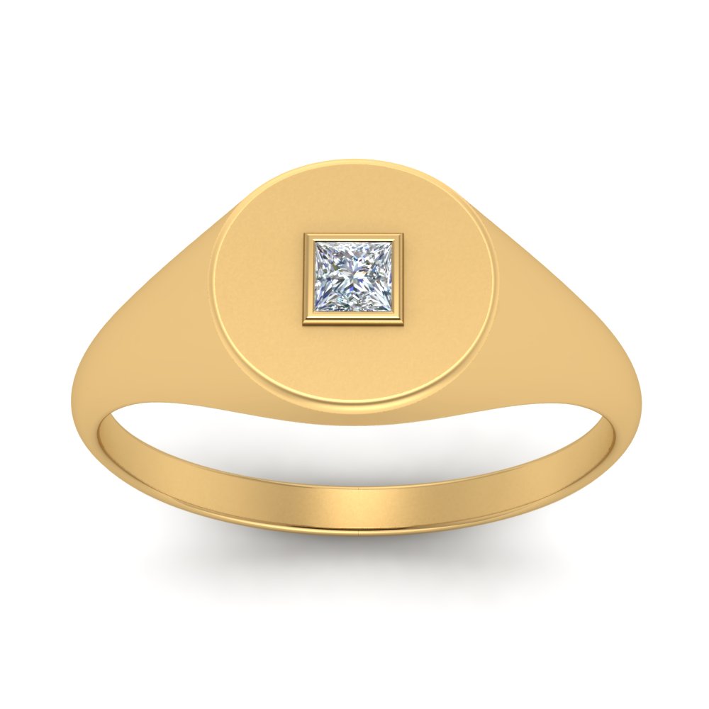 Single Diamond Signet Ring