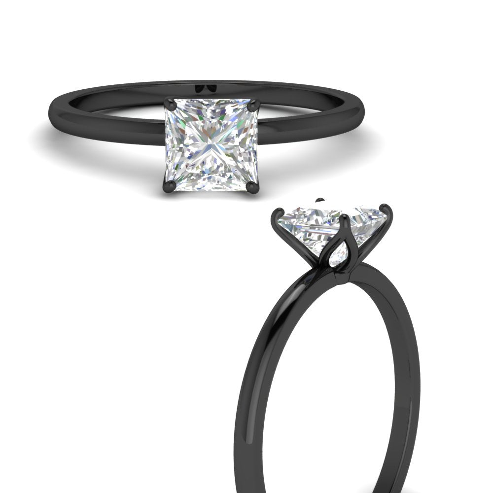 Princess Cut Tulip Solitaire Engagement Ring