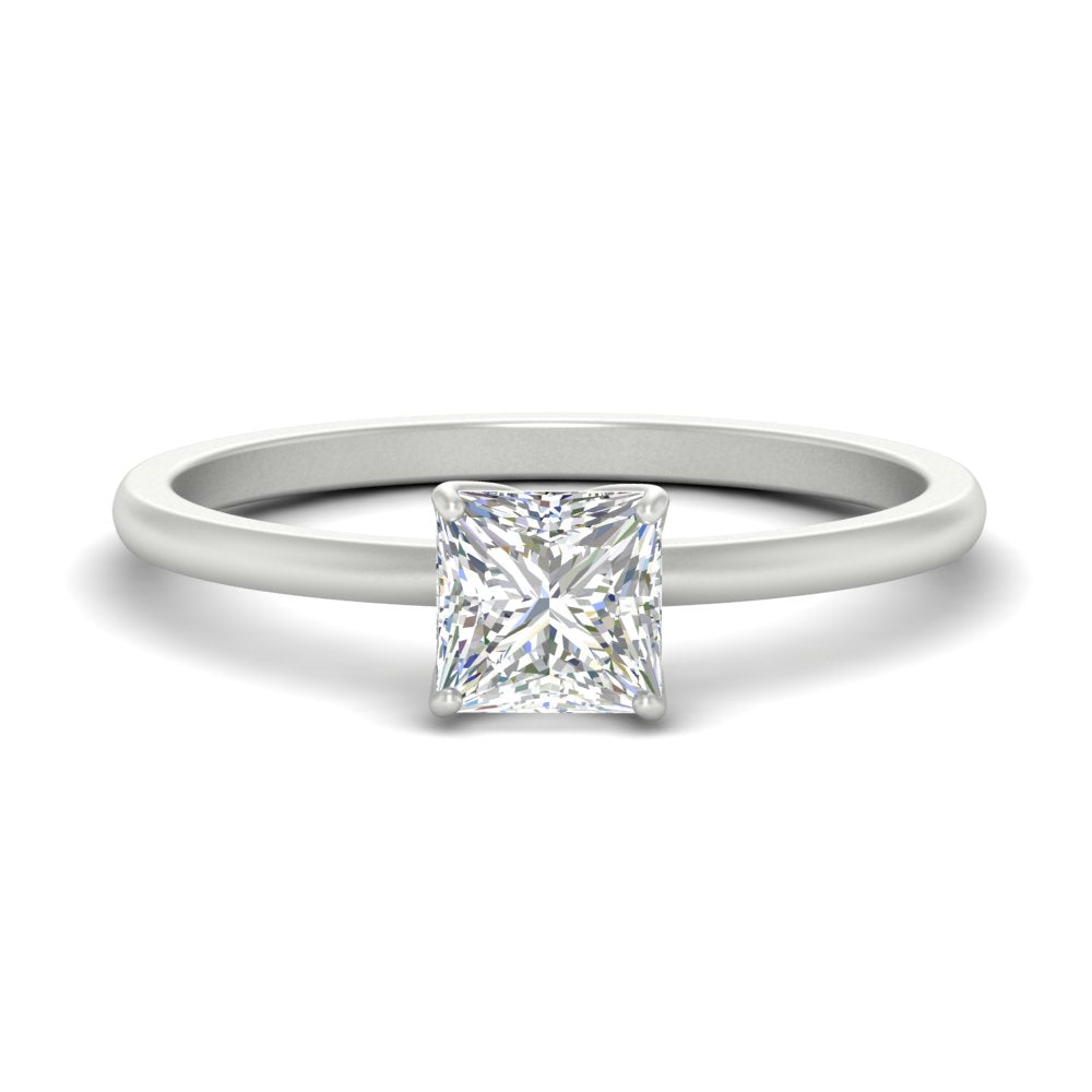 Princess Cut Tulip Solitaire Engagement Ring