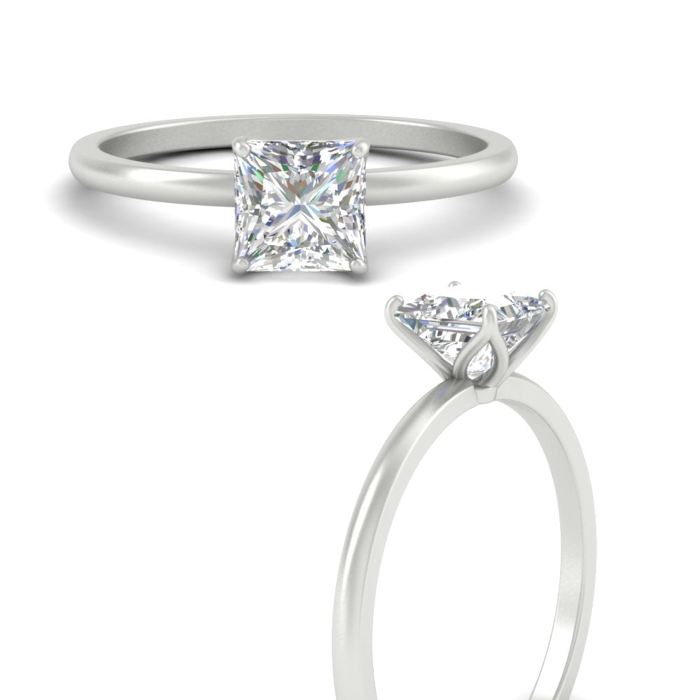 Princess Cut Tulip Solitaire Engagement Ring