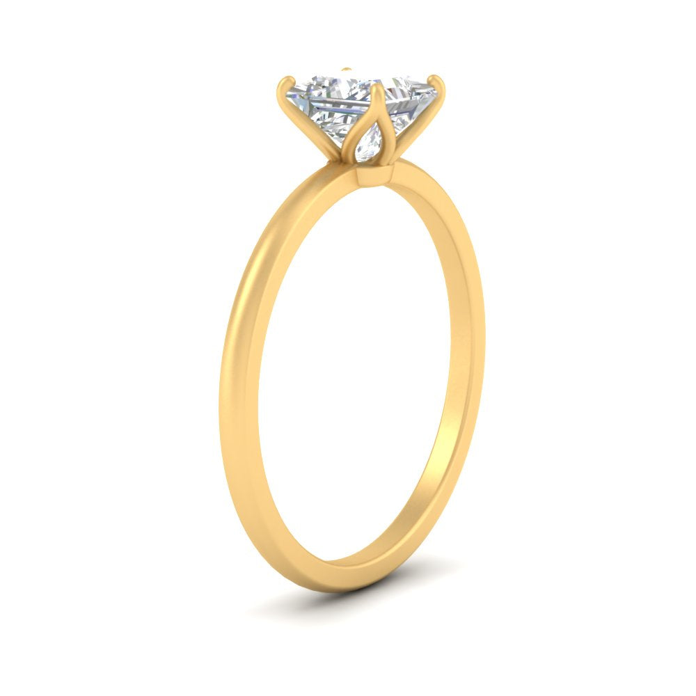 Princess Cut Tulip Solitaire Engagement Ring