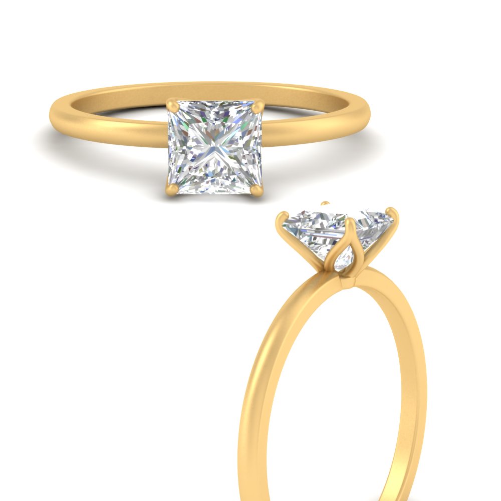 Princess Cut Tulip Solitaire Engagement Ring
