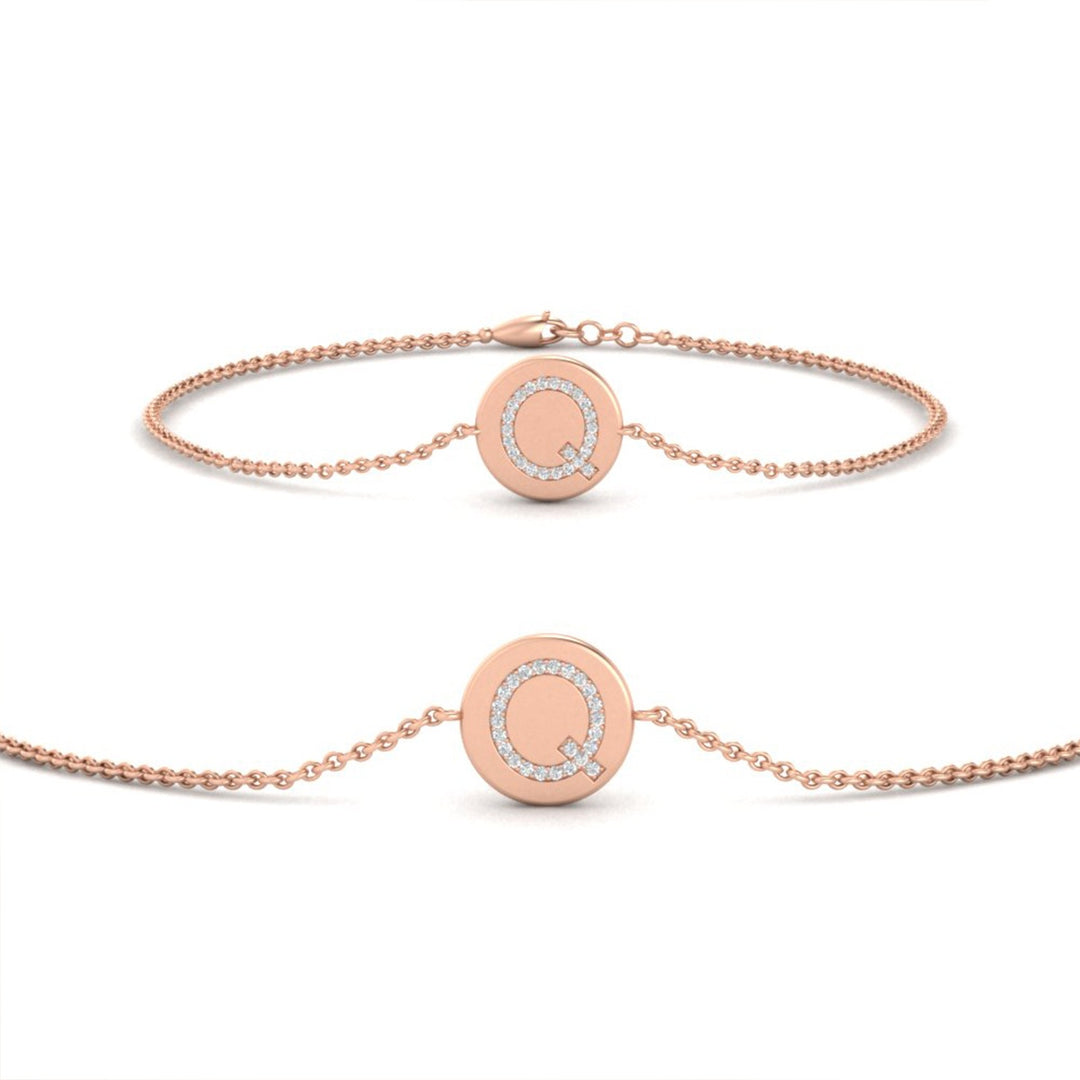 Alphabet disc diamond bracelet