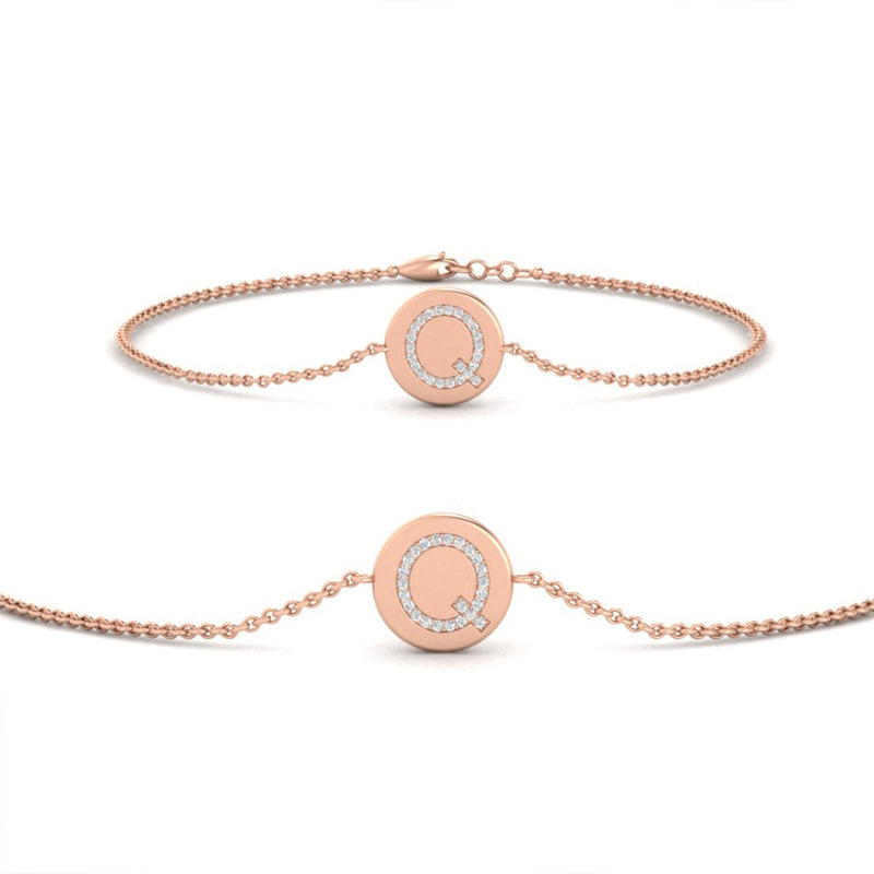 Alphabet disc diamond bracelet