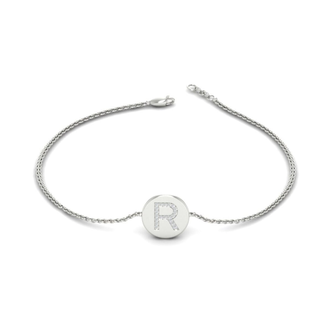 Alphabet disc diamond bracelet