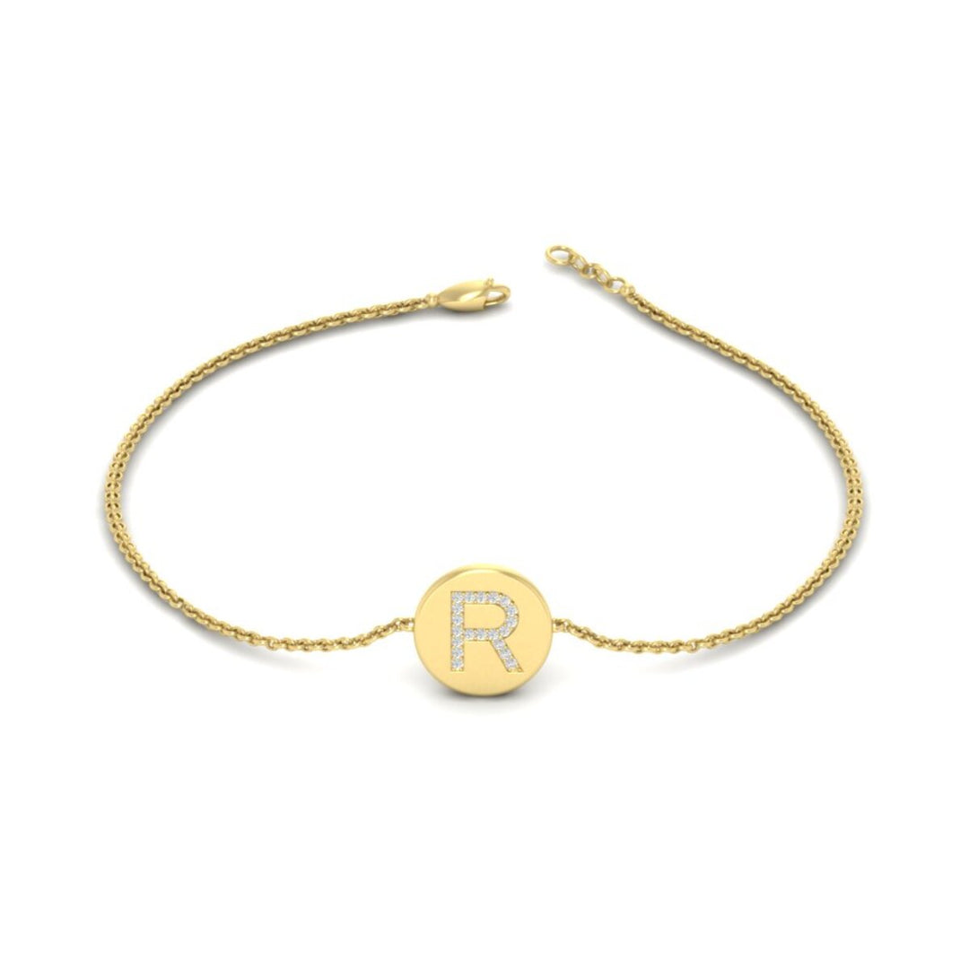 Alphabet disc diamond bracelet
