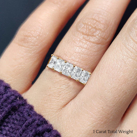 Radiant Cut 5 Stone Anniversary Band 1 Carat – Fascinating Diamonds