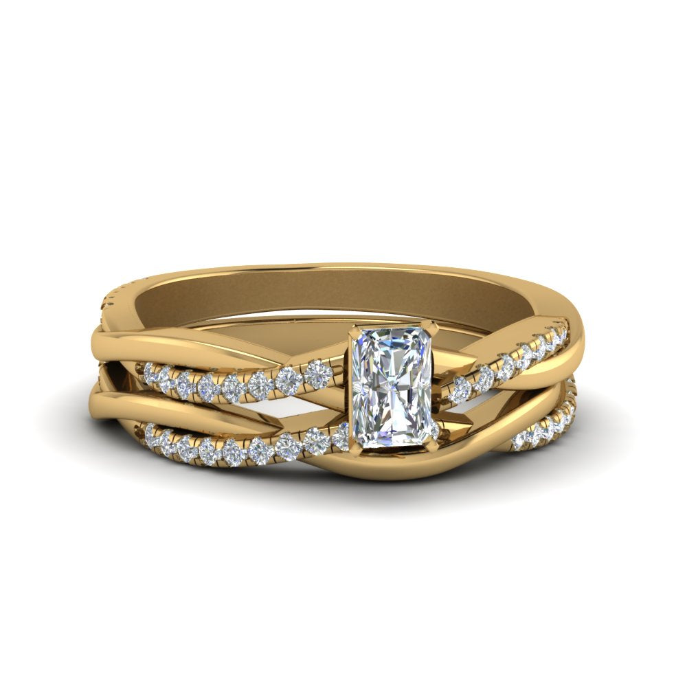 radiant-cut-Infinity-twist-diamond-matching-bridal-set-in-14K-yellow-gold-FD8253RA-NL-YG