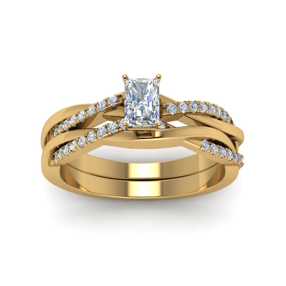 radiant-cut-Infinity-twist-diamond-matching-bridal-set-in-14K-yellow-gold-FD8253RA-NL-YG